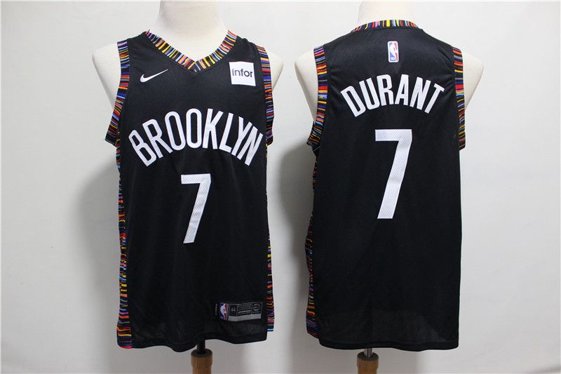 Men Brooklyn Nets 7 Durant Black City Edition Game Nike NBA Jerseys